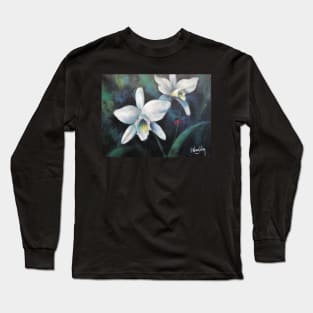 Cattleyas in White Long Sleeve T-Shirt